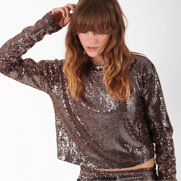 Pam & Gela Tops - Pam&Gela Mirror Ball Slouchy Long Sleeve Tee